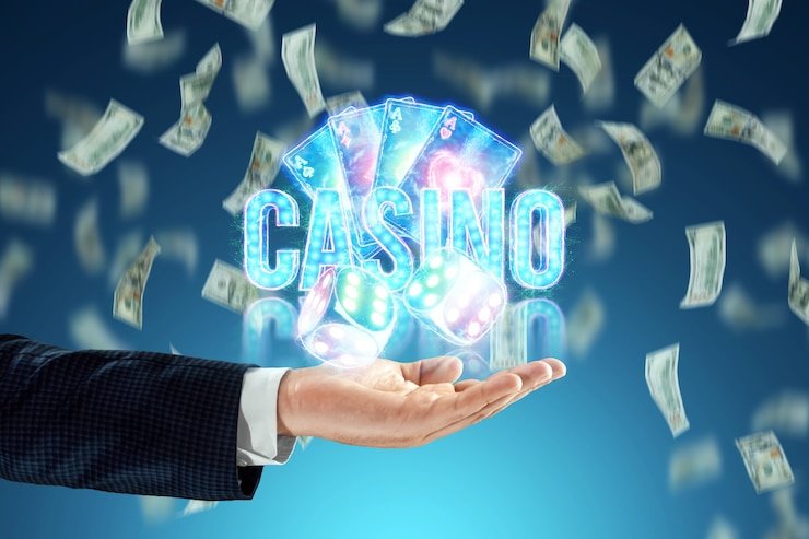 Antarmuka permainan slot bola menampilkan katalog permainan dengan kategori slot, kasino langsung, dan sportsbook